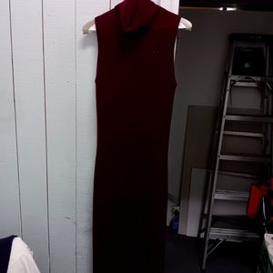 Soft burgundy long Turtle neck dress